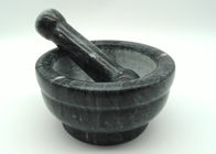 Mortero de piedra negro del mortero y del maja, de mármol y forma redonda determinada de la maja