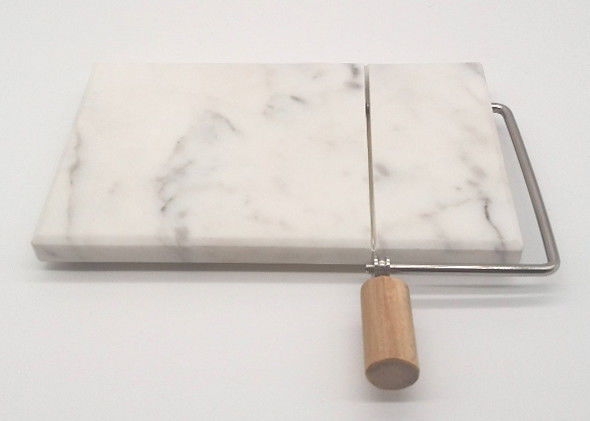 Tablero de mármol blanco de la cortadora del queso, manija de madera de la tabla de cortar de mármol del queso