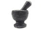 Custom Made Stone Mortar And Pestle , Stone Bowl And Grinder Black Color