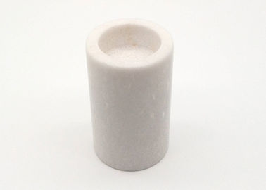 A prueba de calor durable pulida del cilindro redondo de mármol blanco de los candeleros